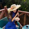 1pc Sweet Flower Bow Lace Straw Hat for Women,summer Sun Beach Vacation Style,big Brim,sunshade Sun Protection Hat for Tralve