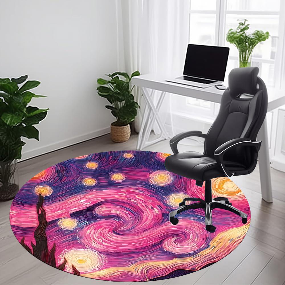 1PC Spiral Galaxy Office Round Area Rug, Indoor Mat Suitable ForOffice, Under Office Chairs Bedroom Living Room Home Decor, Room Deco f049