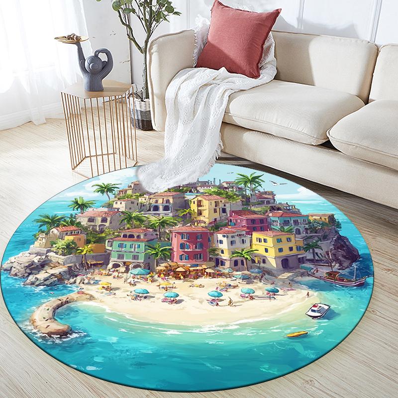 

Cartoon Mermaid and Sea pattern round rug,Carpet Rug for Living Room Bedroom Sofa Playroom Decor,Non-slip Floor Mat,Holiday Gifts and Birthday Gifts. 80cmx80cm