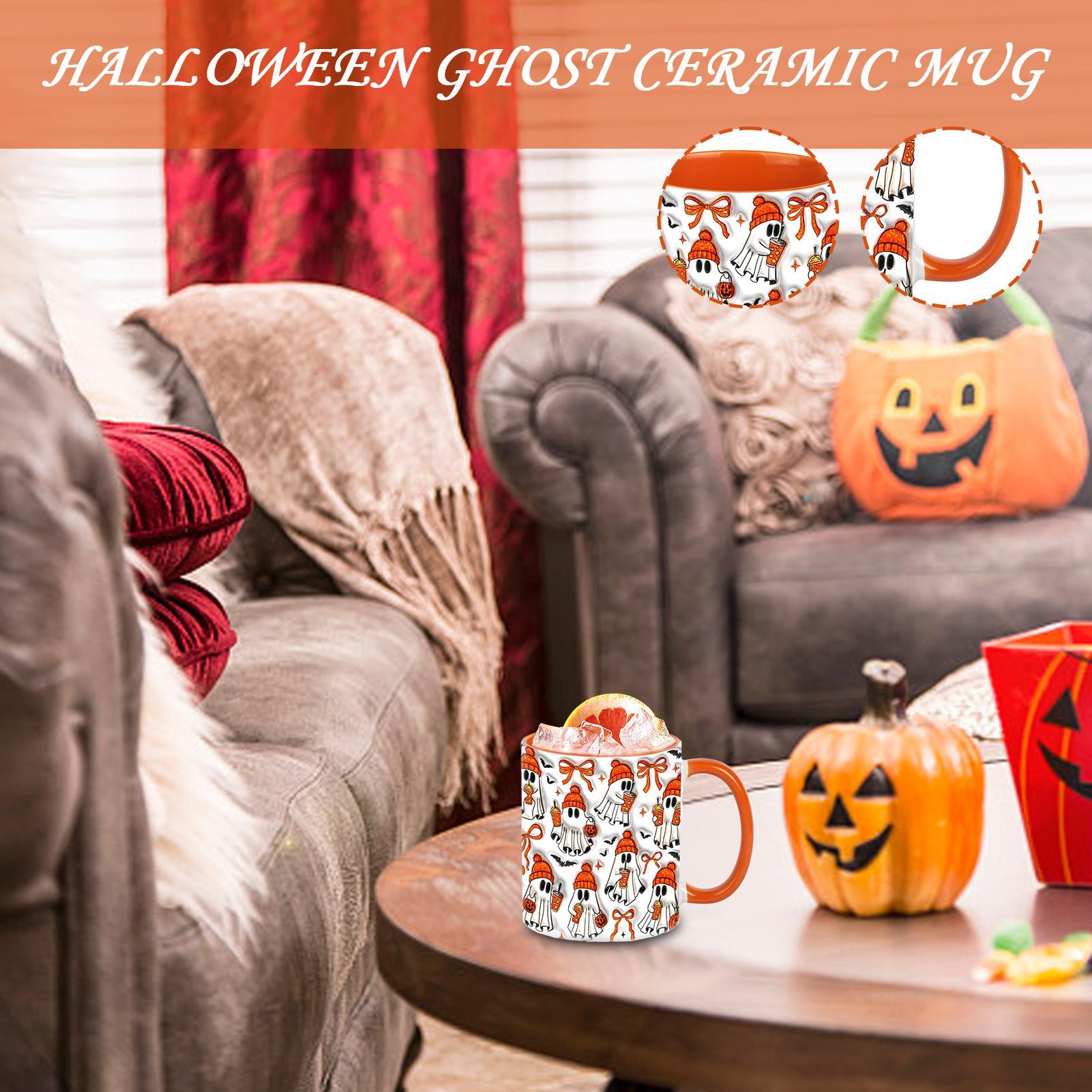 Halloween Ghost Mug Halloween Ghost Ceramic Mug 3D Coffee Mug Cute Ghost Ceramic Coffee Mug Halloween Decor Gift single attribute
