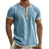 Men's Breathable Solid Color Pleated T-shirt Men's Casual Contrast Color Short Sleeve T-shirt