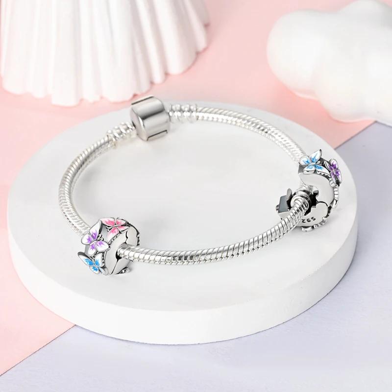 Springtime Copper Sparkling Zircon Colorful Butterfly Charms Beads Fit Pendants Bracelets Diy Birthday Jewelry Gift