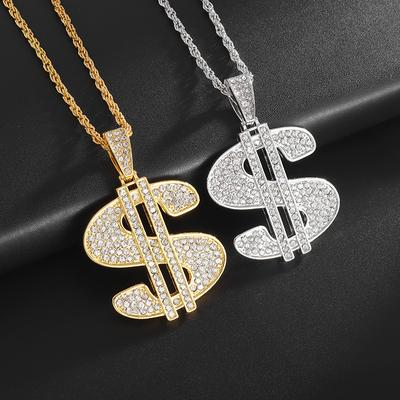 European and American Exaggerated Domineering Rough American Gold Symbol Necklace Alloy Diamond Inlay Personality