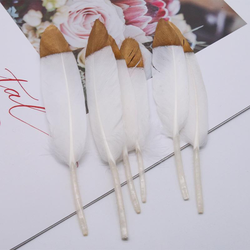 Kleines gerades Messer Farbverlauf Zweifarbig Feder Gänsefeder DIY Schmuckzubehör Kunsthandwerk Dekoration Handgemachte Materialien