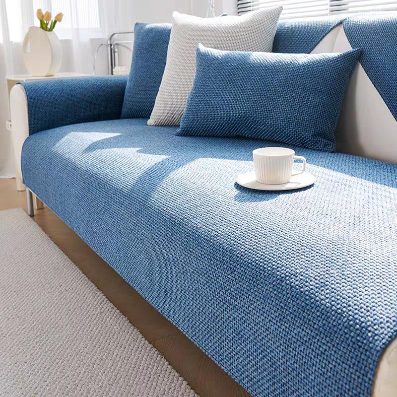 Universal Non-Slip Cotton Linen Sofa Seat Cushion – Four Seasons Style, Solid Color