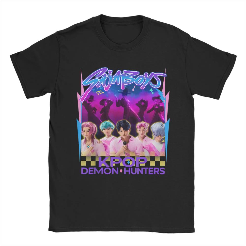 

Oversized T Shirt Summer KPop Saja Boys Team Kpop Demon Hunters T-Shirts Cotton Tee Shirt for Men Women Y2K Short Sleeve Tops... S разноцветный