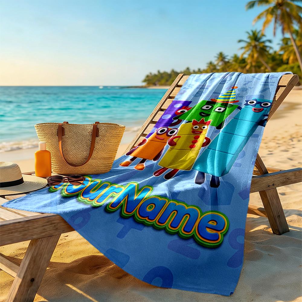 Numberblocks Personalized Text Beach Towel Soft Durable Quick-Dry