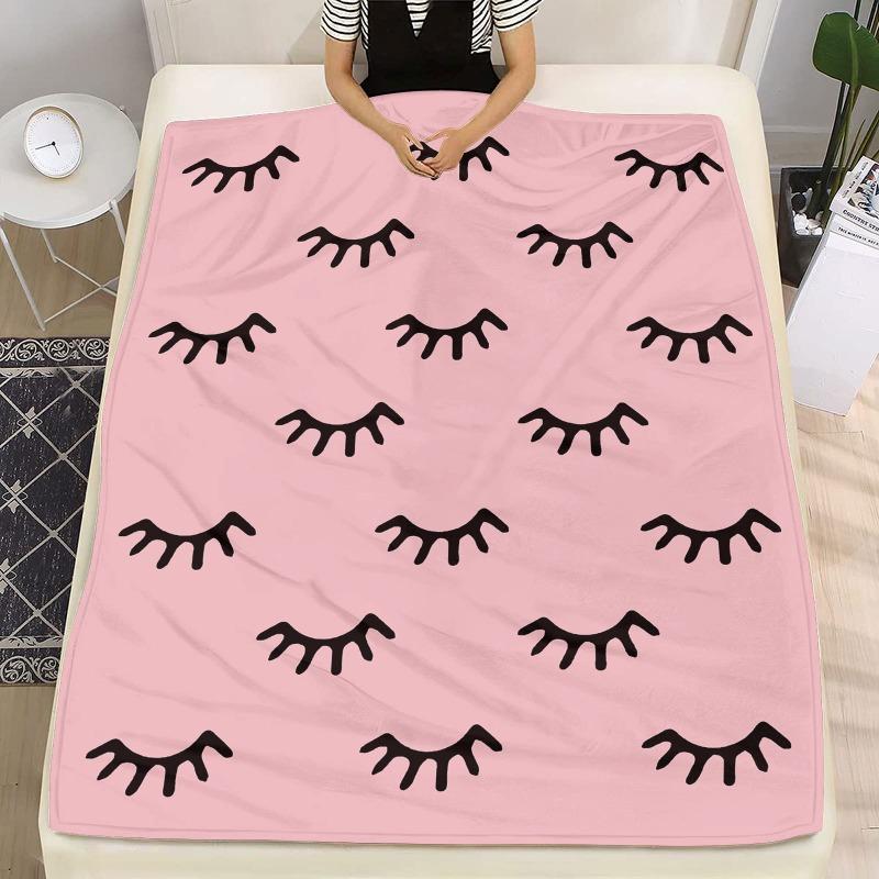 1pc Eyelash Flannel Air Conditioning Wool Blanket Digital Printed Blanket Sofa Cover Blanket Home Leisure