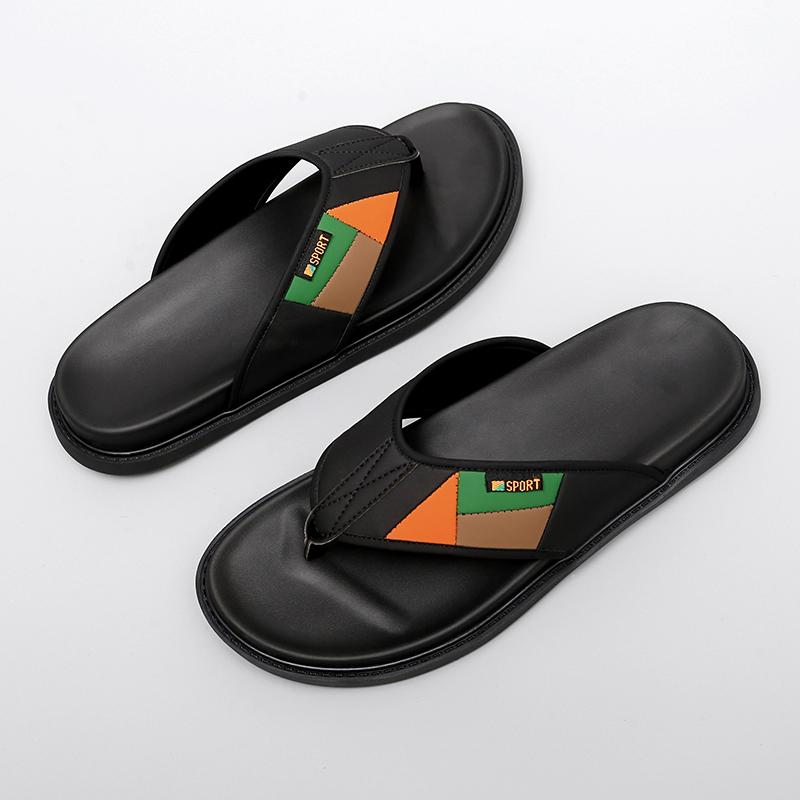 Summer Men Casual Leather Flip Flops Slippers Outdoor Lightweight Beach Flats High Quality Antiskid Soft Bottom Walking Shoes