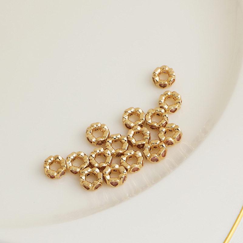 14K Gold Plated Bunte Zirkon Herz Abstandshalter Perlen für DIY Schmuck Zubehör
