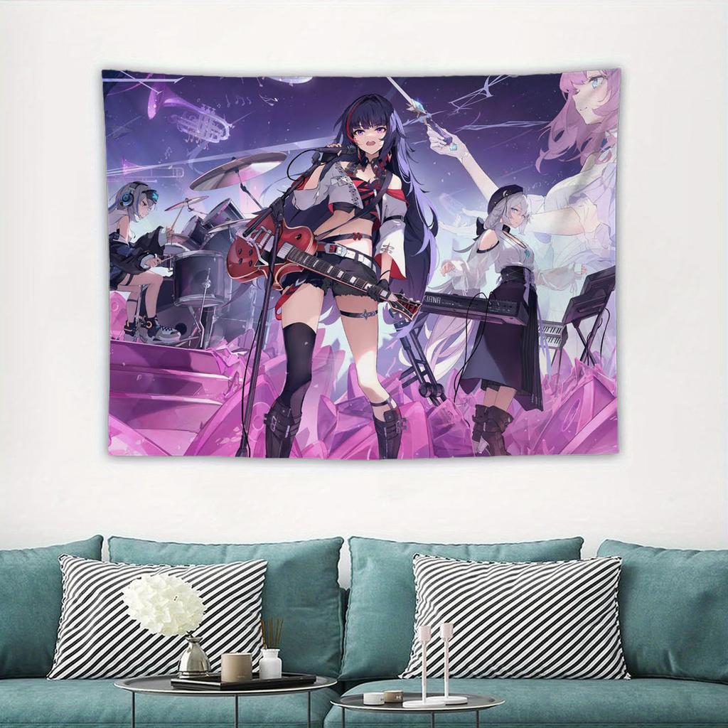 Anime Game Honkai Star Rail Printed Tapestry Tarot Card Hippie Wall Hanging Warm Room Banner Dormitory Bedroom Decoration
