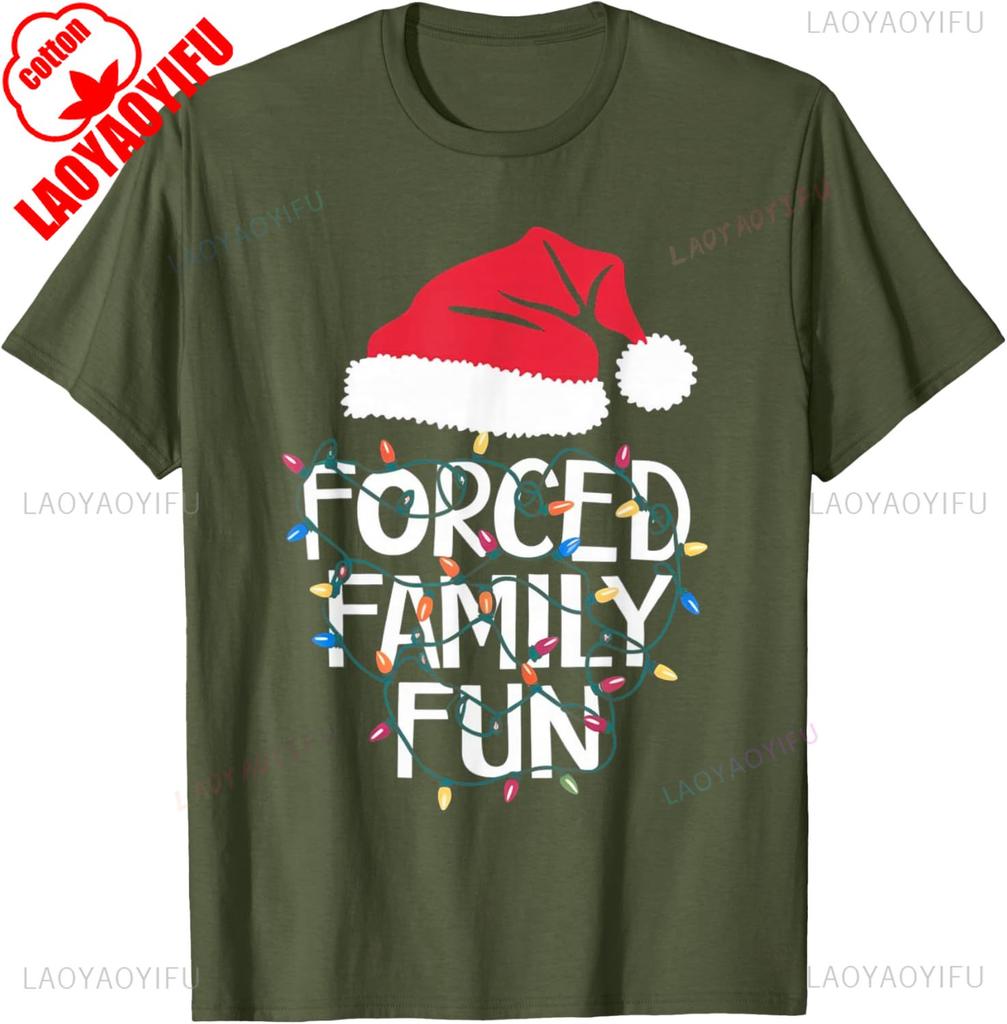 Nyår Jul Tvingad Familj Rolig Sarkastisk Jul Rolig Män Kvinnor Vanlig Högkvalitativ Bomull Rundhalsad Kortärmad T-shirts