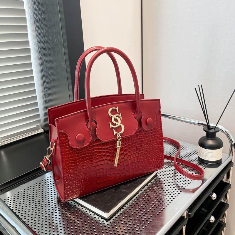 2025 Podzimní Minimalistická Retro Crossbody Taška přes Rameno s Krokodýlím Vzorem