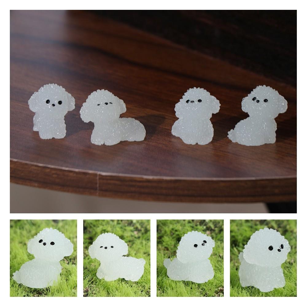 Handgefertigte Mini Leuchtende Pudel Hund Figuren Cartoon Mikro Landschaft Dekoration Haus