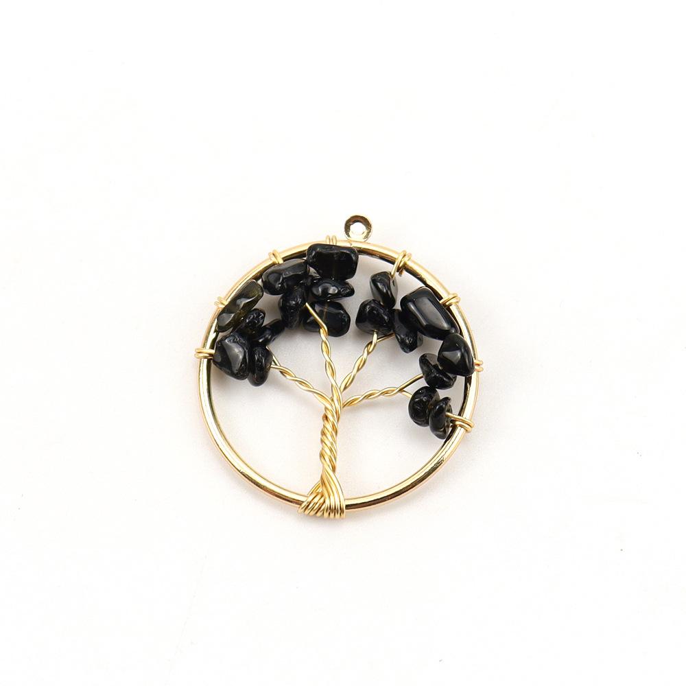 Gold 3Cm Tree Of Life Pendant Natural Crystal Gravel Fortune Tree Necklace Diy Accessories N114