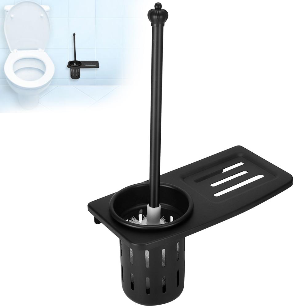 Wall‑Mounted Toilet Brush Holders Home Bathroom Toilet Bowl Cleaning Brush Holders Set(7243B Black )
