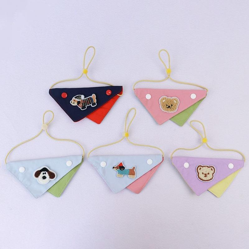 Pet Wet Wipes Towel - Dog Multi-color Triangular Scarf with Adjustable Pocket - Universal Style - Cat Stuffed Toy Bib