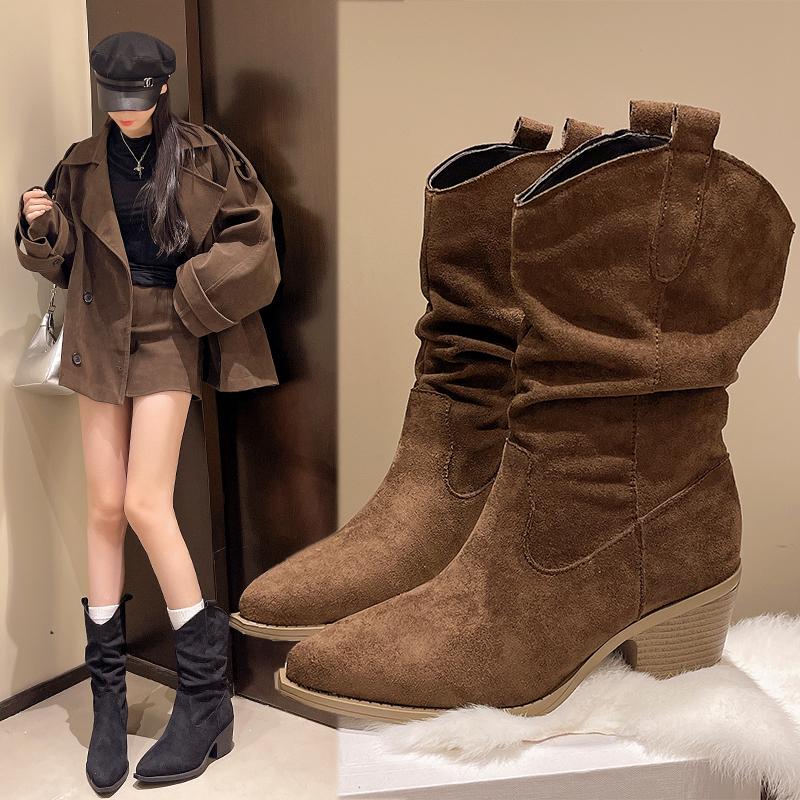Fashion Retro 2025 New Women's Mid-leg Boots Look Skinny