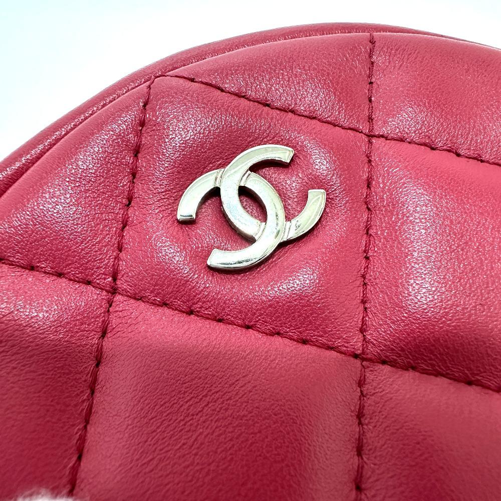 CHANEL CC Mark Round Chain Shoulder Bag Lambskin Leather pink