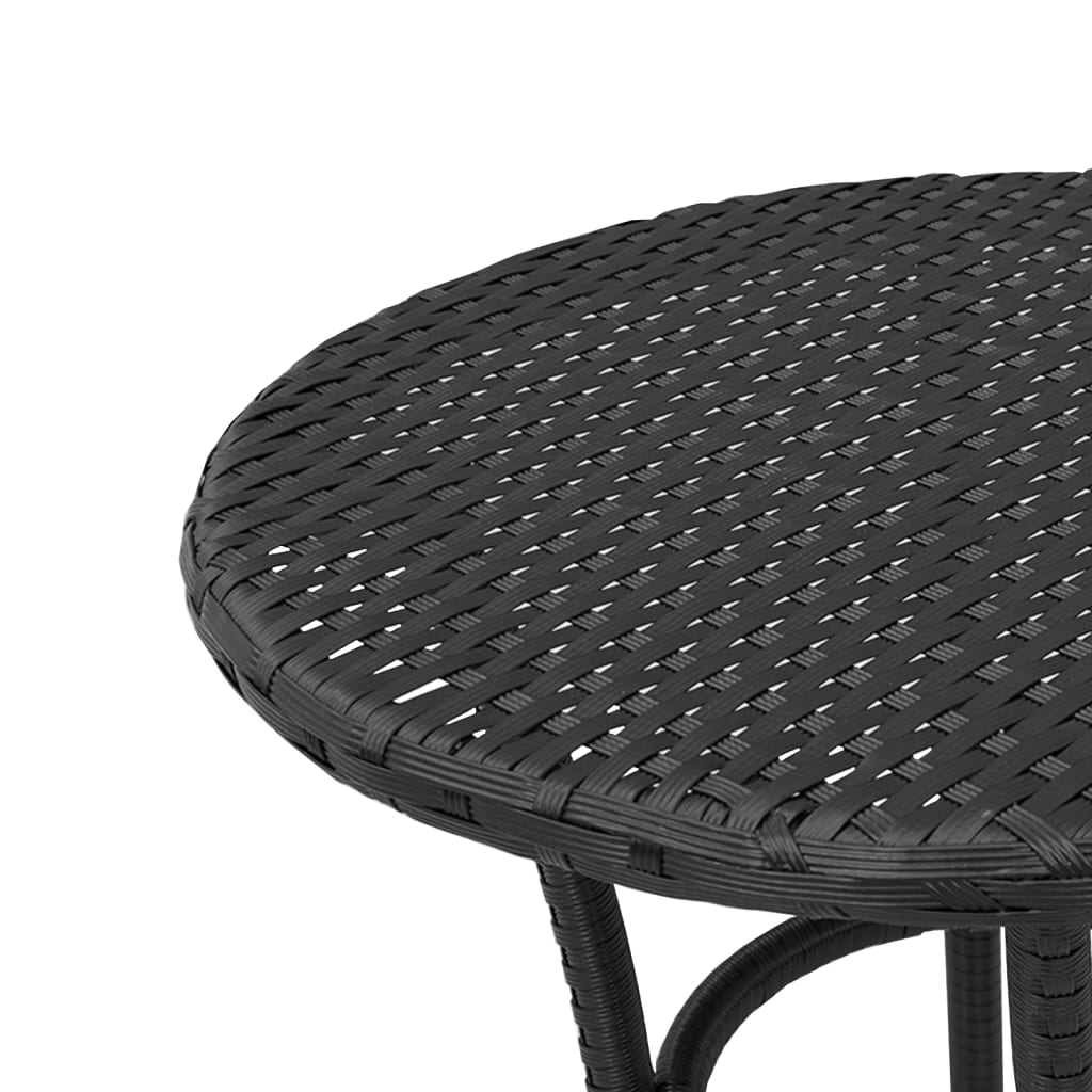 3 Piece Bistro Set with Cushions Black Poly Rattan