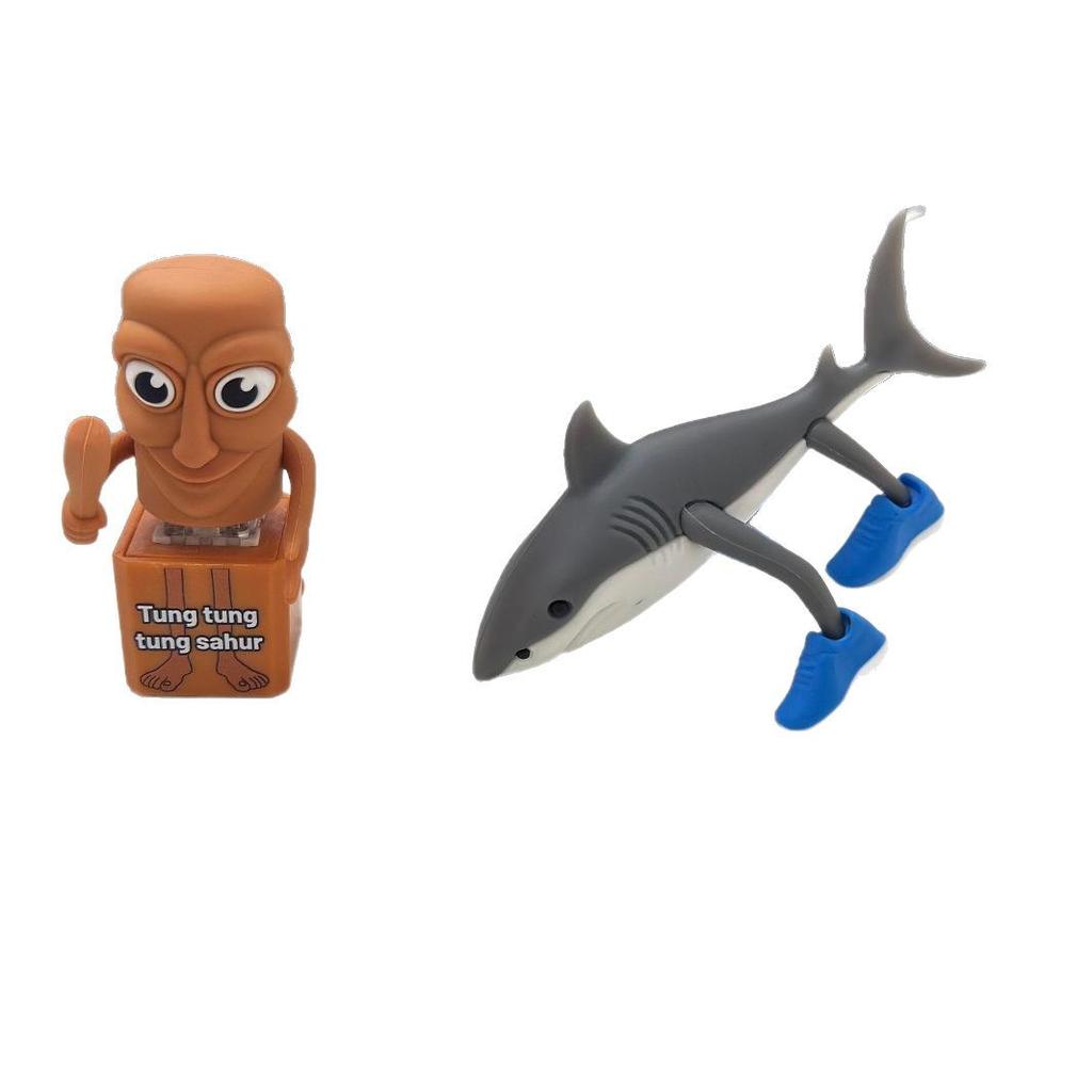 Articulated Shan Hai Jing Wooden Keychain: TungTungTung Sahur Figurine with Language Button