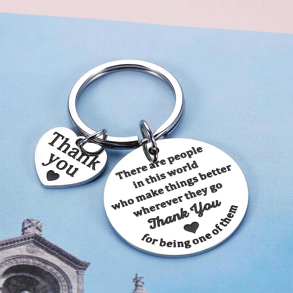 Dankjewel Roestvrij Staal Sleutelhanger Minimalistisch Creatief Ontwerp Mode Tas Hanger Praktisch Thanksgiving Cadeau