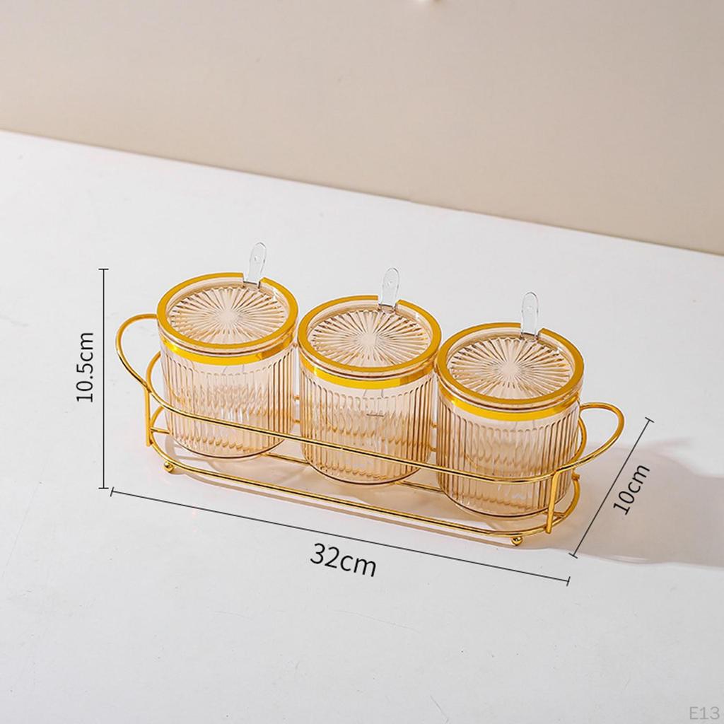 Condiment Jar Container with Holder Integrated Design Multifunction Spice Lids Spoon and for