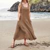 Women's Fashion Casual Colour Sleeveless Cotton Linen Pocket Dress