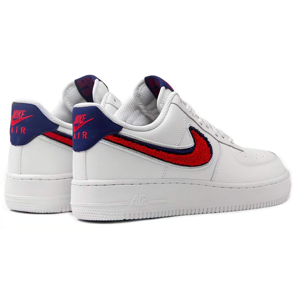New Nike Air Force 1 Low 3D Chenille Swoosh White Red Blue 823511-106