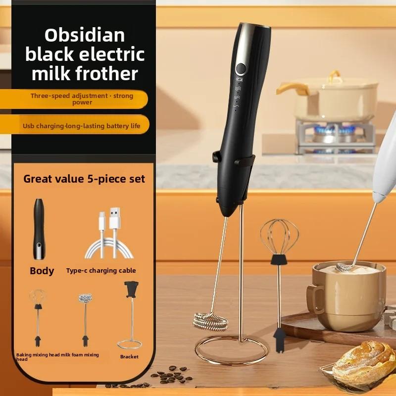 Portable Electric Milk Frother USB Egg Beater Hand Coffee Whisk Rechargeable Foam Mixer Home Kitchen Milk Frother Foaming