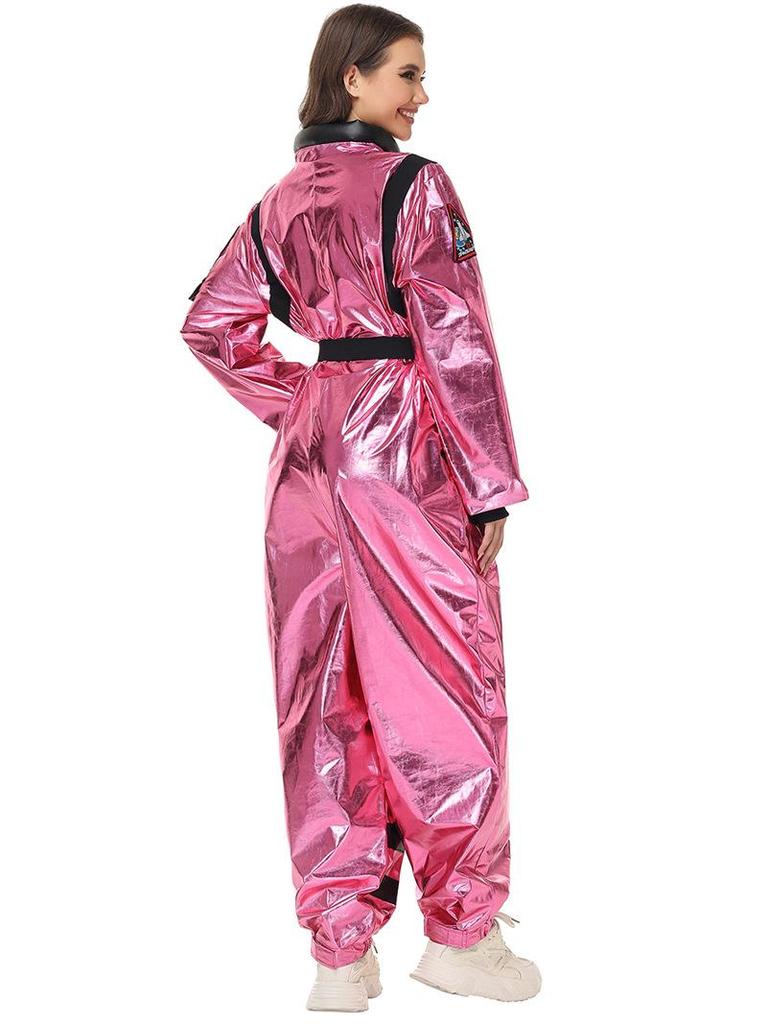 Women's Astronaut Halloween Cosplay Costume - Space Suit for Club or Stage Performance, Bright Colors with Hot Stamping.