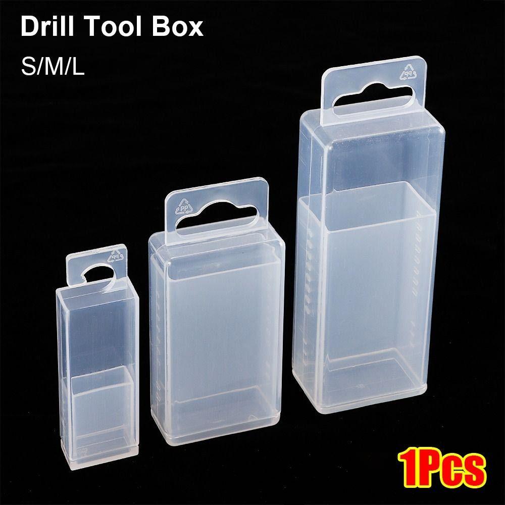 1Pcs Adjustable Height Drill Tool Box Plastic Clear Twist Drill Boxes Telescoplc Rectangular Parts Storage Case