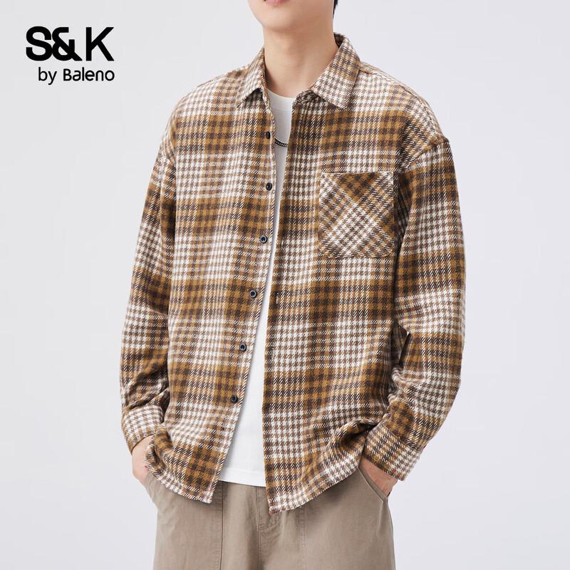 

Baleno Men s S&K Series Brushed Plaid Casual Shirt M