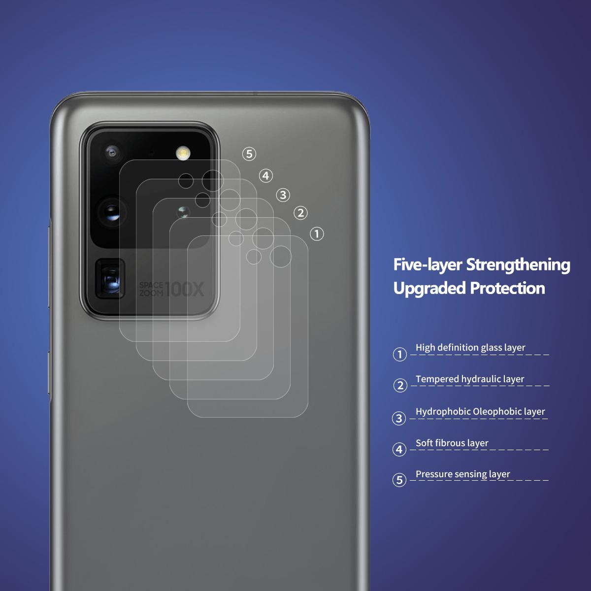 

2Pcs ENKAY HAT PRINCE [0.2mm 9H 2.15D Arc Edges] Tempered Glass Back Camera Lens Guard Films for Samsung Galaxy S20 Ultra Type A