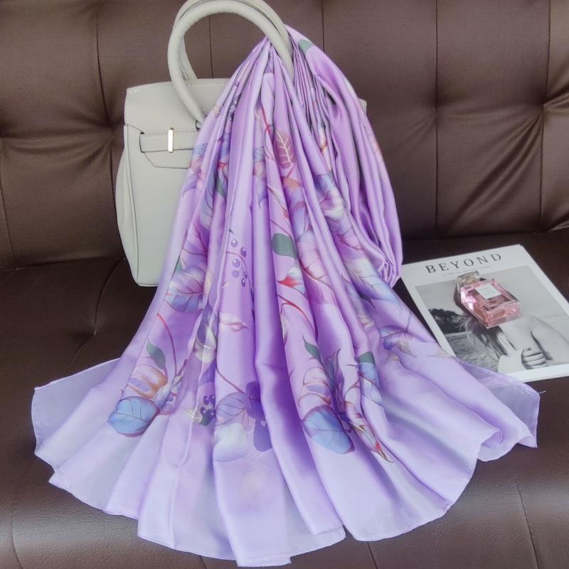 New 180*90cm classic Silk Scarf Women Foulard Office lady Large Fashion Print Beach Hijab Shawl Warp Bandanna Muffler Pareo