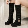 Fashion botas femininas women fashion sweet black patent leahter wedge heel boots lady casual spring & autumn comfort white boots ea406