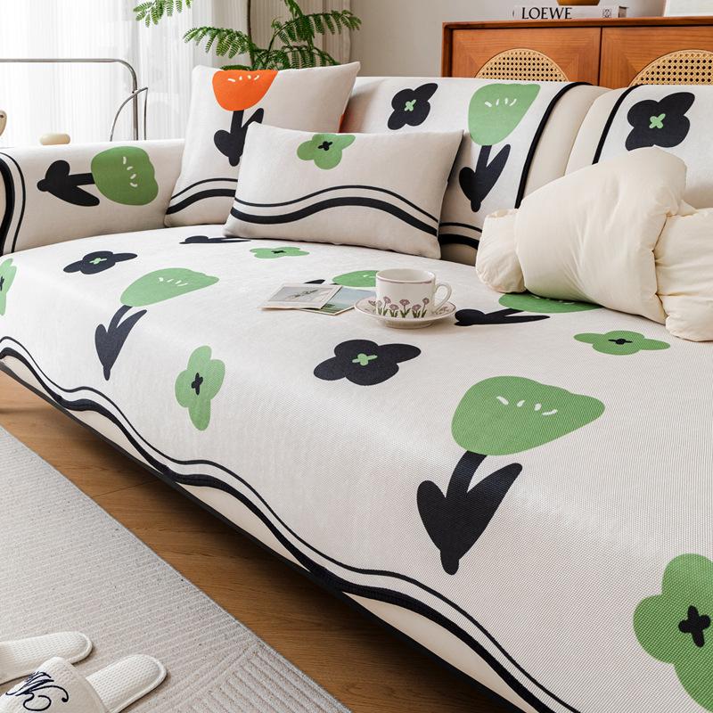 

Ice silk sofa cushion 2025 new small fresh summer cool sofa seat cushion summer non-slip sofa mat cover 30 * 50 Waist Pillowcase