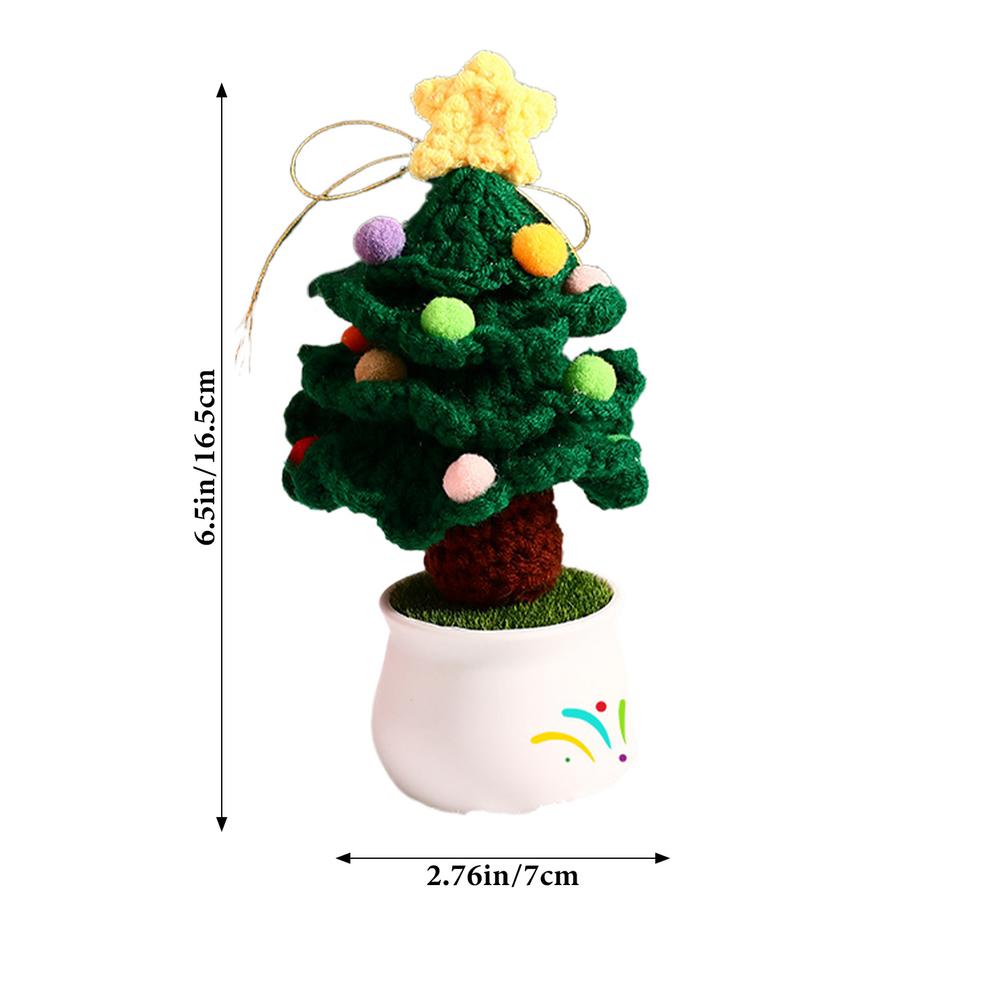 Knitted Christmas Tree  Portable Crochet Flowers Creative Knitted Ornament Handmade Artificial Flowers Crochet Christmas Decor