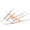 Double Head Ribbon Tool Wooden Handle Wax Pottery Clay Carving Sculpture DIY Craft Set