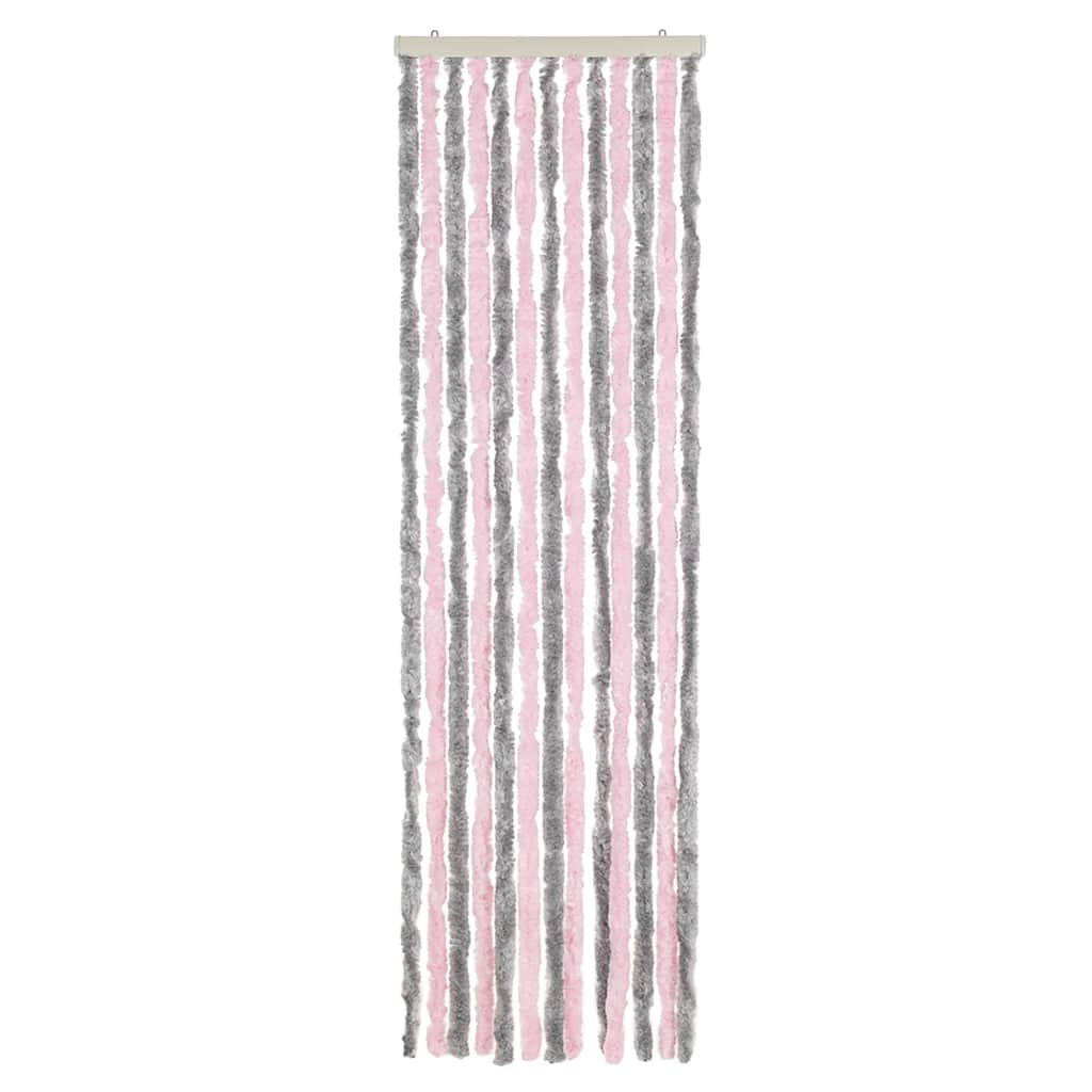 Fly Screen Curtain in Silver Gray and Pink 56 x 185 cm Chenille