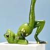 Yoga Frog Figurine Resin Couple Frog Ornament Collectible Desktop Frog Statue for Frog Lovers Gift Home Office Decoration