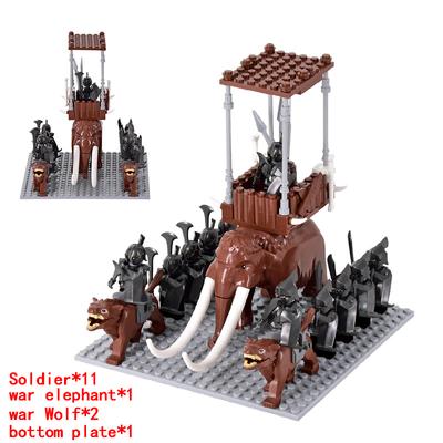 Medieval Lotr Figures Orc Soldiers Raider Vargr Wolf Elephant Mount Knights Building Blocks Bricks Toys for Children Gifts