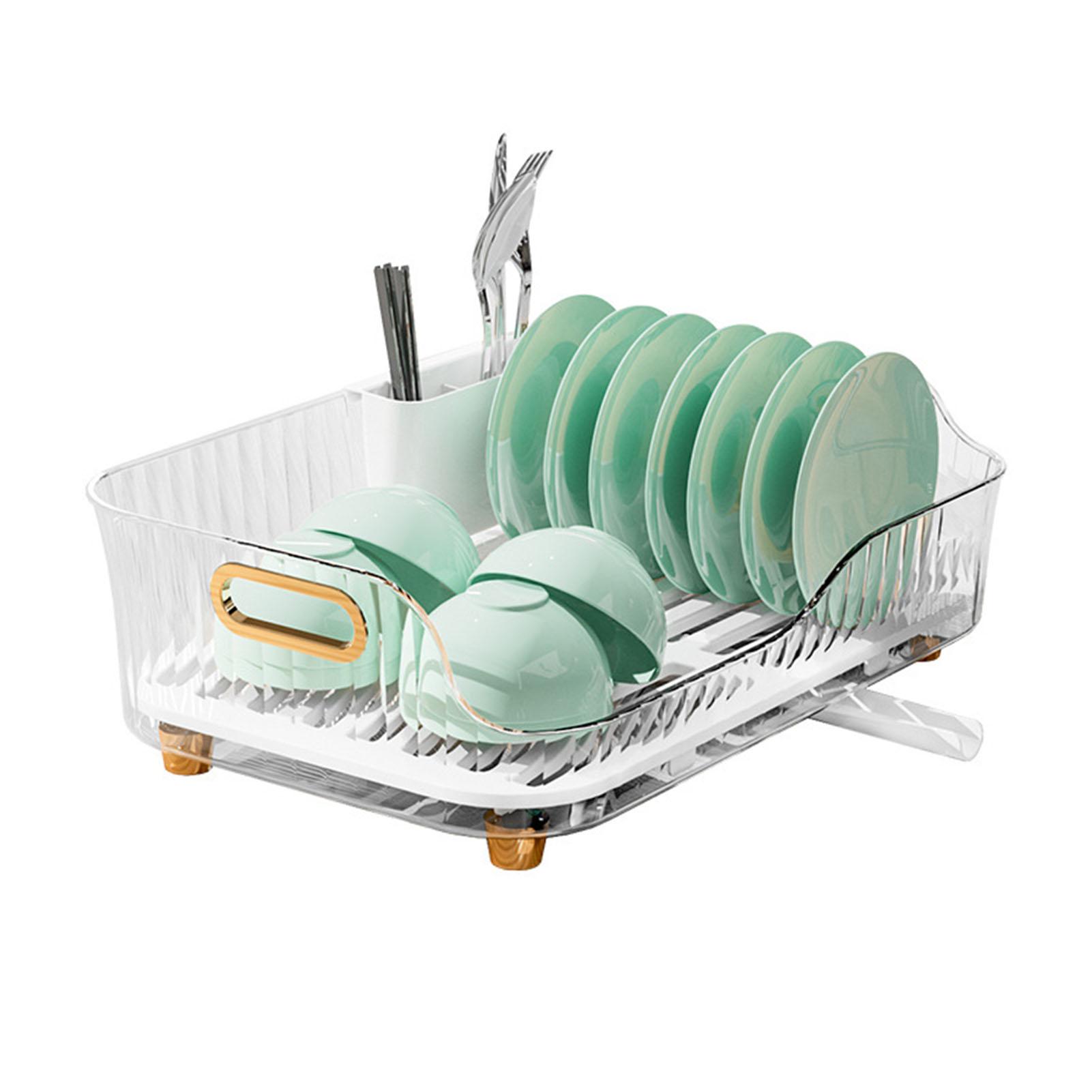 Konnwei Dish Drying Rack Bowl Plate Storage Dish Drainer Rack With Drainboard For Kitchen Counter And Sink