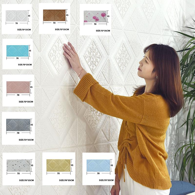 10 Stück 70cmx35cm 3D Wandaufkleber Tapete Ziegel Retro Tapete Schaumstoffziegel Selbstklebende Tapete