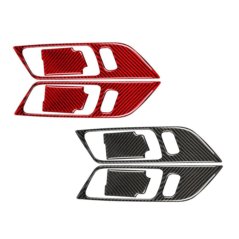 Carbon Fiber Car Inner Door Handle Panel Bowl Cover Trim Kits Interior Decoration Sticker For Ford Mustang 2015- Accessories