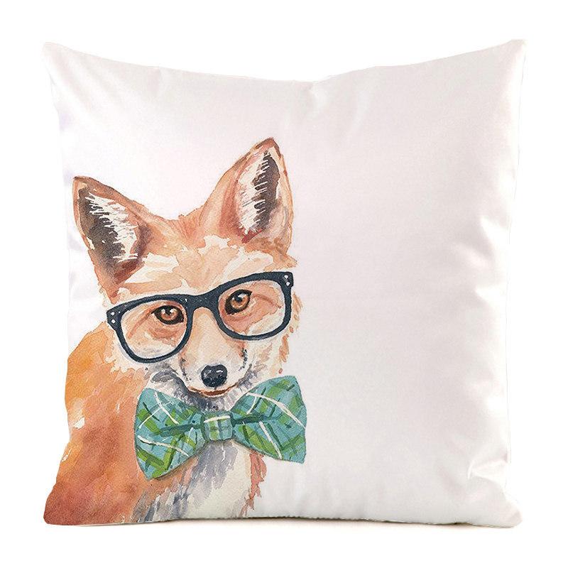 Norwegian Feng Shui Cartoon Fox Digital Printing Short Plush Pillow Covers For Car Sofa Office Cushion Cover Home Goods
