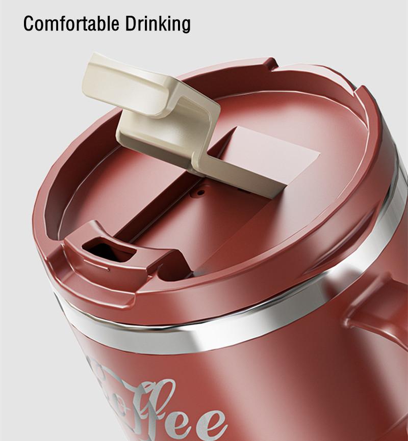 400ml Fashion Stainless Steel Coffee Mug With Cover Creative Office Home Milk Tea Breakfast Handle Cup