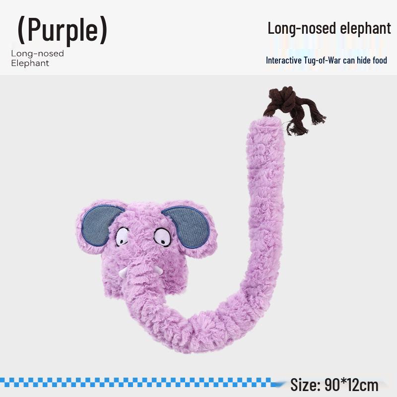 QMonster Elephant Plush Rope Tug Toy with Food Puzzle for Large Dogs