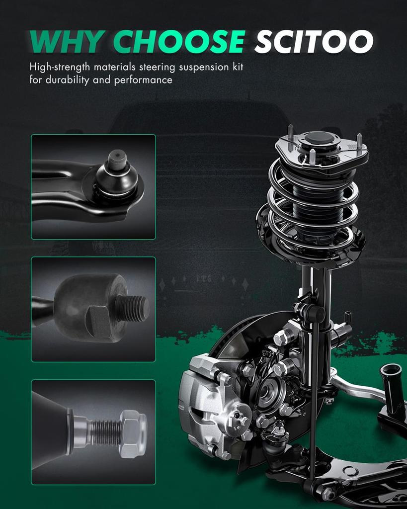 SCITOO Suspension Kit 2pcs Front Outer Tie Rod Ends for RWD 2005-2010 Chrysler 300