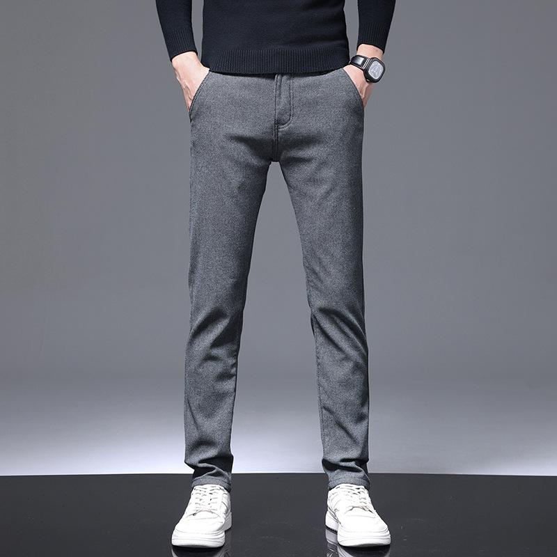 

Autumn and Winter New Men s Casual Pants Loose Blue and Long Pants Men s Versatile Trend Solid Color Velvet Straight Pants 28